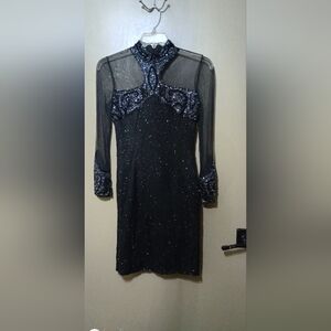 Lillie Rubin Black BeadedCocktail Dress